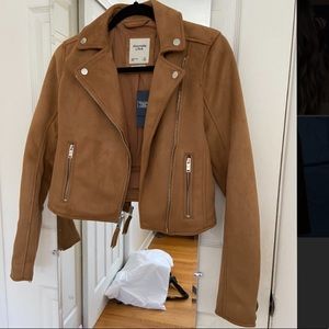NWT Abercrombie & Fitch vegan leather tan jacket XS